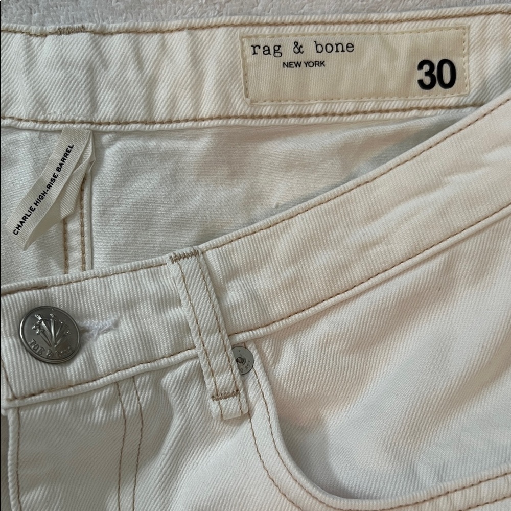 rag & bone The Charlie Women’s High-Rise Barrel Jeans, Off-White, 30 - Picture 4 of 15